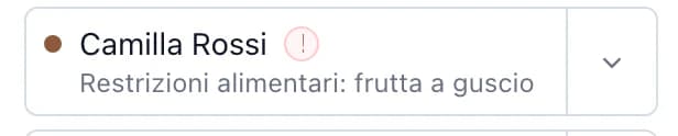 Invitata Camilla Rossi con esigenza alimentare relativa alla frutta a guscio