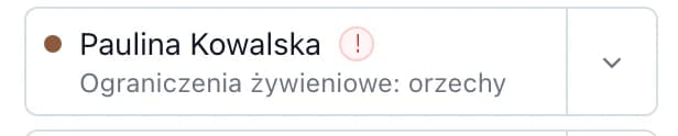 Gość Paulina Kowalska z ograniczeniem dietetycznym dotyczącym orzechów