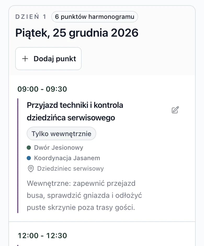 Harmonogram na telefonie