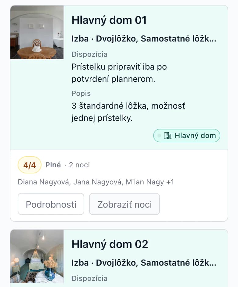 Ubytovanie na telefóne