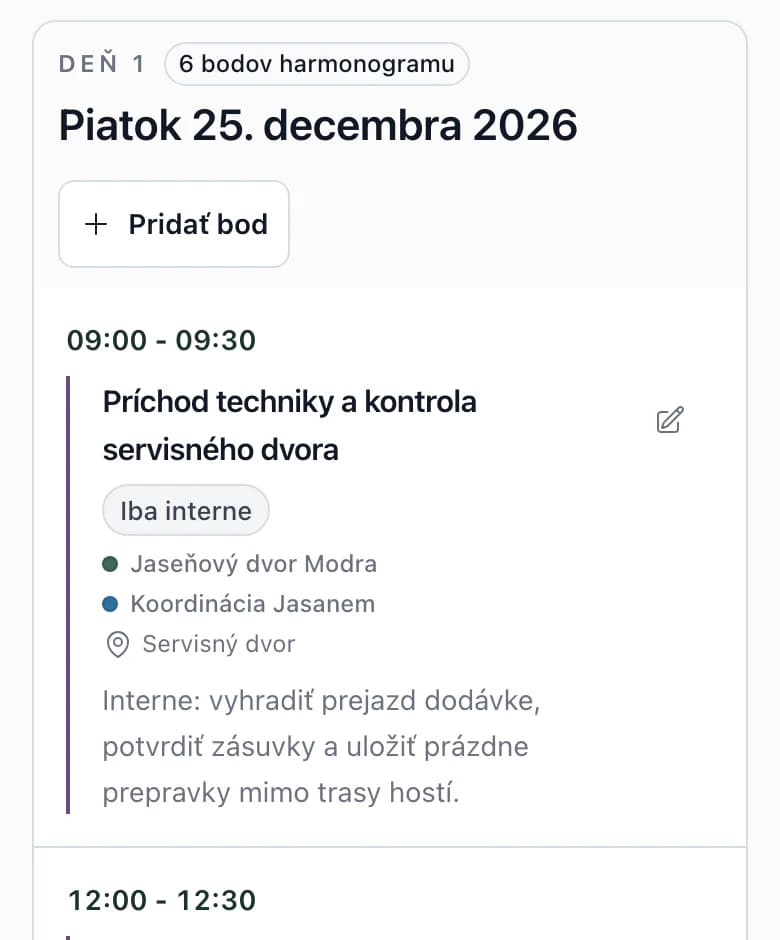 Harmonogram na telefóne